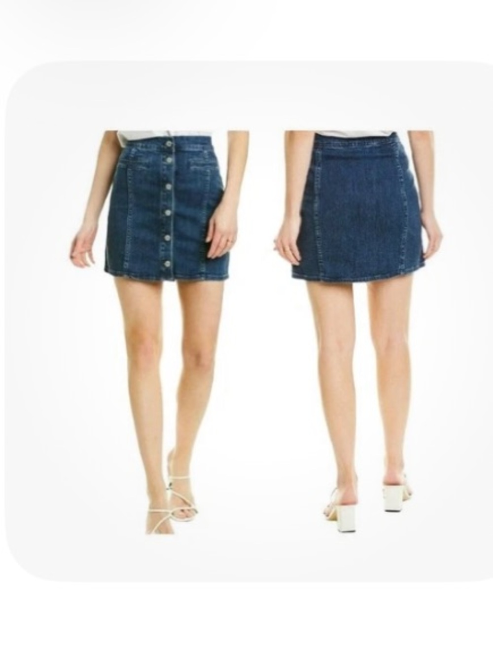 Madewell Stretch Denim Indigo Mini Skirt Welt Pockets in Blue K9566 Size 27